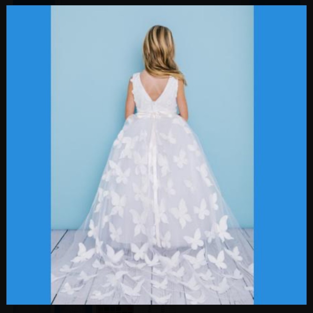 Rosebuds 5134 butterfly flower girl dress with removable train